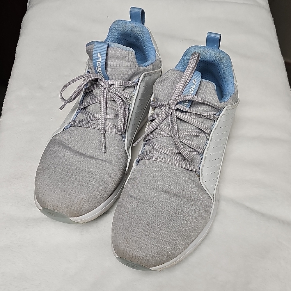 Skechers Light Gray and Blue Golf Performance Lace-Up Sneakers